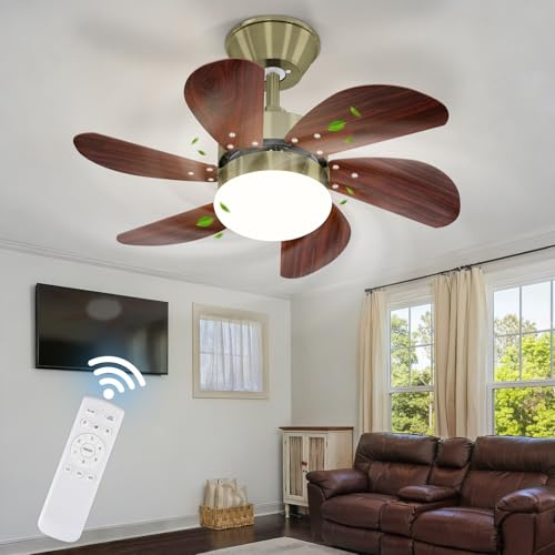 Mursche Ventilador de Techo con Iluminación y Mando - Distancia Silencioso Lámpara de Techo Ventilador de 6 Palas Luz de Techo Temporizador Diseño Moderno E27 Verano/Invierno Dormitorio