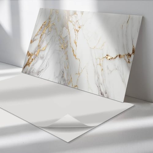 Paneles Decorativos 120x60 cm Montaje en Pared Impermeable 1 Pieza Montaje Rápido Sostenible Fácil de Limpiar Cocina Fácil Limpieza - Mármol elegante con vetas