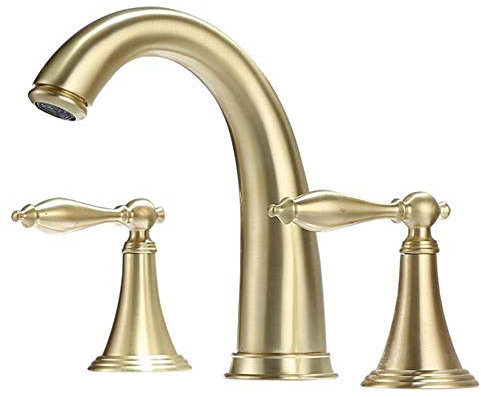Badezimmer Waschbecken 3-Loch Messing Warm und Kalt Unterbauwaschbecken Spritzwassergeschützt Badezimmer s Gebürstet d