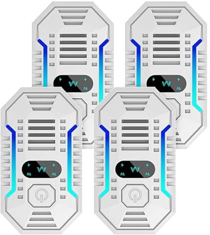 LOPHE Repelente Ultrasónico de Plagas, 4pcs Electrónico Repelente Mosquitos Insectos, Ultrasonidos Cucarachas Profesional, Enchufe, con Interruptor, Control de Plagas en Interiores (Blanco-Cuadrado)
