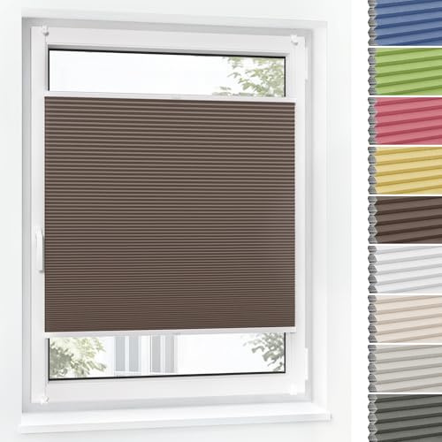Jalousiescout Wabenplissee ohne Bohren Verdunklung—Thermo plissee Klemmfix Zweifarbig 85x50cm Braun-Weiß, Sonnen-, Sicht- & Hitzeschutz Jalousie verdunklung für Fenster & Tür