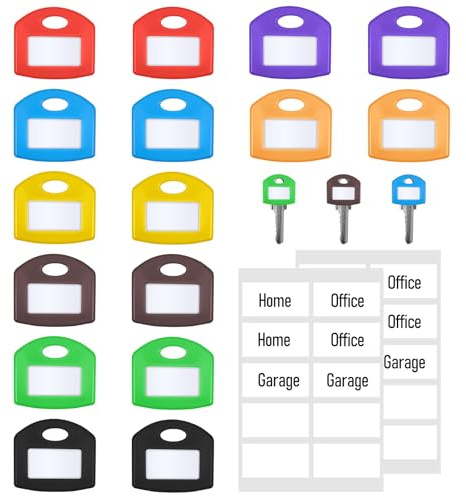 16 Pcs Colors Key Cover Caps, Silicone Key Identifiers Covers with Blank Printed Label, Keys Color Tags Identifiers for House Keys, Easy to Classify (8 Colors)