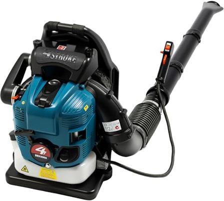 Soplador de hojas de gasolina, motor de 4 tiempos, 75,6 cm, 2600 W, 7000 rpm, enfriado por aire, insonorizante, dispositivo de soplado ergonómico para limpieza de hojas, grava y aceras