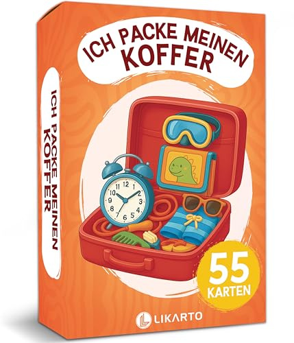 LIKARTO® Ich packe Meinen Koffer Spiel für Kinder - Familienspiel Lernspiel | Spieleklassiker für Zuhause & unterwegs - Familienspiel & Lernspiel - Geschenk für Mädchen & Jungen, ab 4, 5, 6, 7, 8, 9Jahre