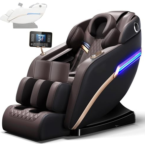 4D-massagestol, SL-spår, 6 Automatiska Program, Bluetooth-musik Och Värmeterapifunktion(Bruin)
