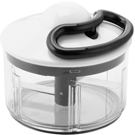 Tefal K13303 5-sekunders dokumentförstörare utan el, kapacitet: 500 ml, multihackare för grönsaker, frukt, lök, nötter, vitlök, barnmat, vit/svart/transparent