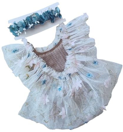 Oxxggkao Lace Girls Dress with Headwear for Newborns Photography Props for Baby 0 to 1 Month Special Occasion Costume Newborns Photography Costume