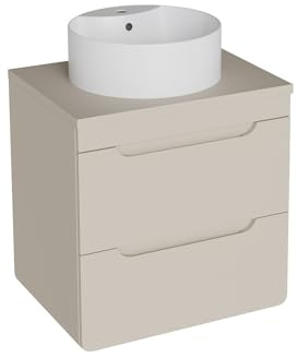 Vente-unique - Meuble de Salle de Bain Suspendu avec Vasque à Poser Ronde - Beige - 60 cm - Aruba