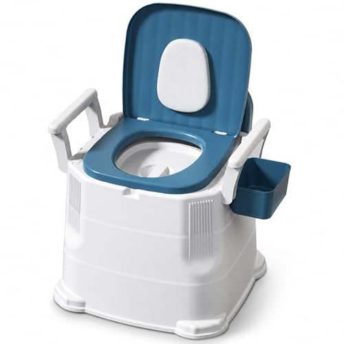Sedia da toilette per carichi pesanti Toilette da con braccioli staccabili e coperchio e scatola per fazzoletti Vasino per adulti Bagno Camera da letto Casa