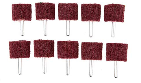 Yetaha 10PCS Mounted Fiber Mop Polishing Brush Wheel, Red grit: 320# | Polishing Wheel for Drill Grinding Burnish Die Grinder Rotary Tools 6MM Shank, Head diameter:30MM