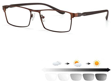 Klassische Computer-Lesebrille für Herren Photochrome dunkelgraue Sonnenbrille Blaulichtfilterbrille Federscharnier-Brille Blendfreie Augenbelastung