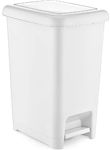 Srendi® Small/Medium/Large Slim Plastic Pedal Bin Home Bedroom Bathroom Kitchen Rubbish Dustbin (10 Litre, White)
