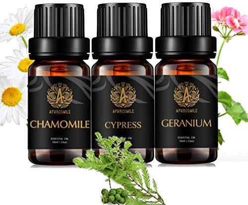Aromaterapia Cypress aceite esencial set para difusor, 3x10ml 100% puro geranio aceite esencial Kit para humidificador-manzanilla,ciprés,geranio aceites esenciales set,aromaterapia manzanilla Aceites