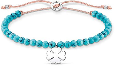 Thomas Sabo Armband grüne Perlen mit Kleeblatt 925 Sterling Silber A1983
