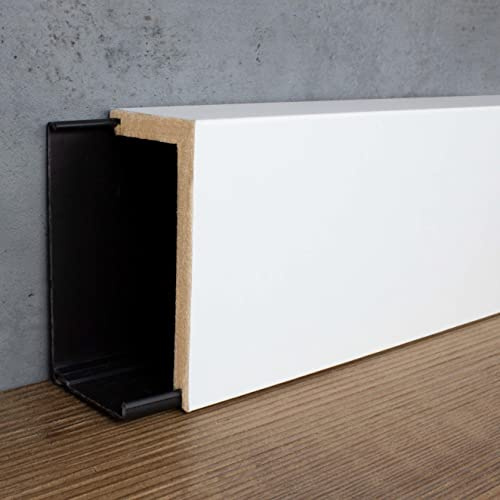 PROVISTON | Barre de recouvrement pour tuyaux chauffants | Sans profil de montage | 41 x 91 x 2400 mm | Film MDF | Blanc | Plinthe Abdeck | 24 m