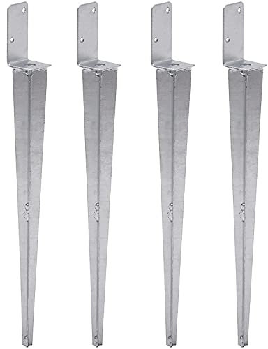 TRIBECCO 4x Universeller Pfostenträger zum Einschlagen L, Pfostenträger Feuerverzinkt Einschlaghülse Pfostenträger Bodenhülse Einschlagbodenhülse Pfosten Anker Stahl Silber (4, 50x600)