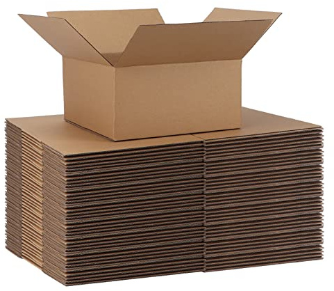 HORLIMER Boîte Carton d'expédition avec couvercle 20,4x20,4x10,2 cm Lot de 40, Carton de Livraison Pliable pour Expédition Postale, Courrier ou Cadeau, Marron