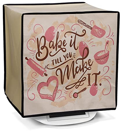 kwmobile Hülle kompatibel mit Thermomix TM5 / TM6 - Küchenmaschine Abdeckhaube - in Dunkelbraun Beige Pink Backleidenschaft