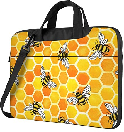 Laptoptasche Laptoptasche 14 Zoll Computertaschen Gelb Waben und Bienen gedruckt gepolsterte Hülle für Damen und Herren