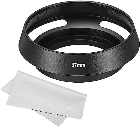 PATIKIL Paraluce per obiettivo da 37 mm, superficie opaca ventilata standard, antiriflesso, interno con panno di pulizia per obiettivo della fotocamera, nero