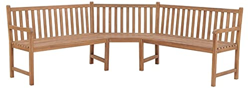 BaraSh Garten-Eckbank 185x185x90 cm Massivholz Teak Ecklounge Outdoor GartenmöBel Holz Massiv Balkon Bank