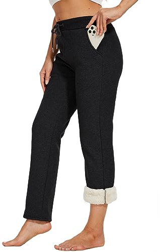 CheChury Femme Pantalon de Sport en Polaire Pantalon de Jogging Chaud Pantalons de Décontractés Femmes Casual Pants Loisirs Pantalon avec Poches Hiver Pantalon de Survêtement Cordon Doublure Polaire
