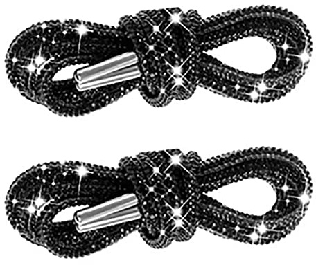 Lacets de Chaussures Corde à Paillettes en Cristal, 2 Lacets en Strass, Lacets en Cristal Bling Bling Cordons de Remplacement Légers 4 Mm de Diamètre 120 Cm de Longueur Noir Lacets pour Bottes Chaussu