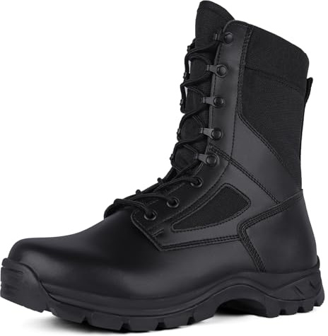 LUDEY Taktische Militärstiefel Herren Leichte Bequeme Einsatzstiefel Atmungsaktive Kampfstiefel Springerstiefel Arbeitsstiefel Schwarz 46EU