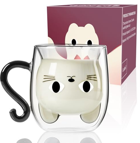 PARACITY Tasse en verre à double paroi en verre avec poignée - 250 ml - Cadeau de Noël et de Pâques pour les amoureux, femme, maman, fille, enseignante, amie