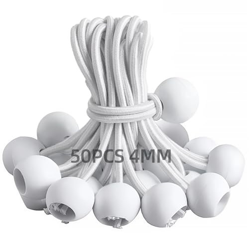 Eurtes 50 Pièces Tendeur Elastique, 150mm Flexible Tendeur Bache Sandow Elastique, Tendeur Elastique Boule pour Bache, Tentes, Camping, Bannières