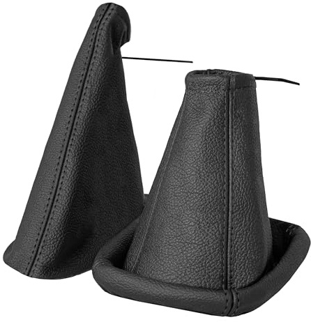 Schaltsack für Opel Vectra B Set mit Handbremsmanschette - Bj. 1995-2002 - Schwarz - Schaltmanschette Manschette für Schaltung & Handbremse Handbremssack - Abdeckung aus Echtleder - A106-7