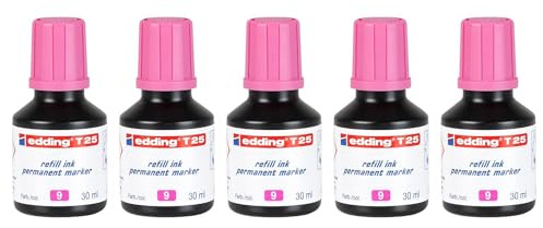 EDDING 5 x Nachfülltinte 30 ml T25 Tropfen für Permanentmarker Rosa