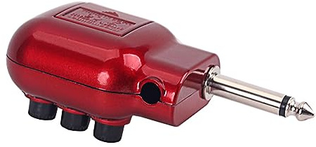 Gadpiparty Mini Preamplificatore Per Chitarra Con Controllo Volume e Eq Bassi Connettore Da Accessori Acustici Leggero e Compatto Rosso Scuro