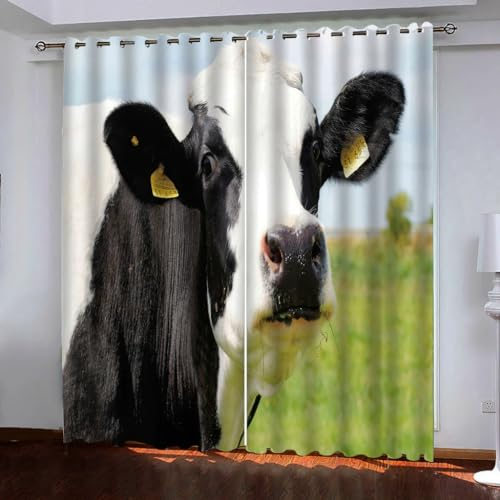 SJSXWQN Cortinas Salon Dormitorio Vaca Lechera Cortinas Opacas con Ojales Cortinas Termicas Aislantes Frio y Calor para Decoracion Habitacion Cocina 2 Piezas B 140 x H 245 cm