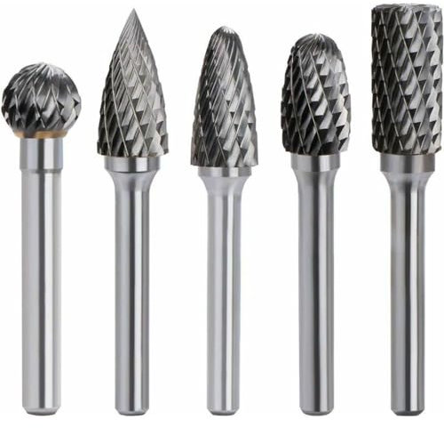 Kit de 5 pièces Fraises Rotatives en Carbure de Tungstène Double Coupe Tige 6mm Tête 10mm Outil Perceuse Ponceuse Electrique