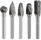 Kit de 5 pièces Fraises Rotatives en Carbure de Tungstène Double Coupe Tige 6mm Tête 10mm Outil Perceuse Ponceuse Electrique