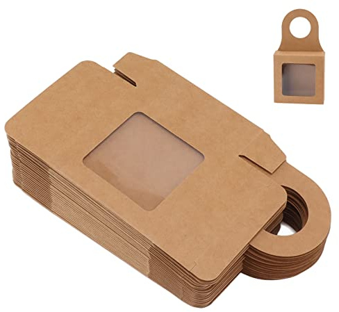 GRCFUMO Weinbox aus Kraftpapier, 25 Stück, faltbare Box für hängende Weinflaschen, stabile, leere Geschenkbox mit Aufhänger für Partys, Bars, Tischdekorationen