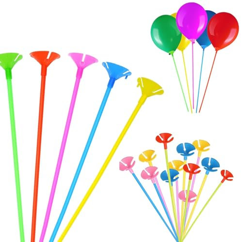 MUYAPAY 100 Pezzi Bastoncini per Palloncini, 28cm Palloncini Sticks, Riutilizzabili Stecche Palloncini Colorati, Plastica Aste per Palloncini per Feste Matrimoni Decorazioni per Festival, Compleanni