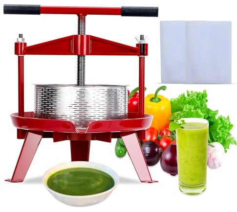 Pressa manuale per frutta e vino, estrattore di succo di sidro e mela, spremiagrumi per verdure e miele, pressa per vino e frutta in acciaio inox con manico a T, design triangolare robusto