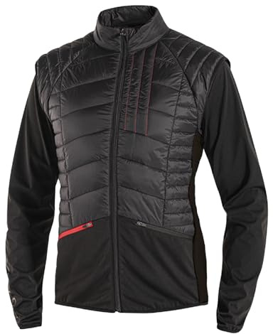 BIOTEX Giacca Imbottita 2 in 1 Unisex per Ciclismo e Running, Antivento e Waterproof, Giacchetto con Maniche Rimovibili, Nero, L