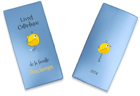 Protège Livret de Famille Personnalisé - Livret de Famille Catholique Oiseau – Élégance et Protection avec notre article fabriqué et personnalisé en France - SP0203a (Nacré Pétrole)