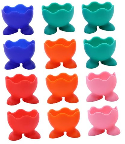 KOCKSHION 12 Piezas Hervidor De Huevos Hueveras De Silicona Para Mesa Herramienta De Cocina Color Aleatorio Hueveras De Mesa Para Huevos Cocidos Utensilios De Cocina Hogar Bandeja De Silicon