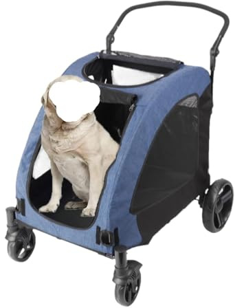Transportväska Husdjurs-barnvagn Hopfällbar Hundvagn Med 4 Gummihjul Och Justerbart Handtag Med Dragkedja För Husdjur, Mesh Skylight Cat Hundvagn Hundvagn Vikbar Hundvagn(Blue)
