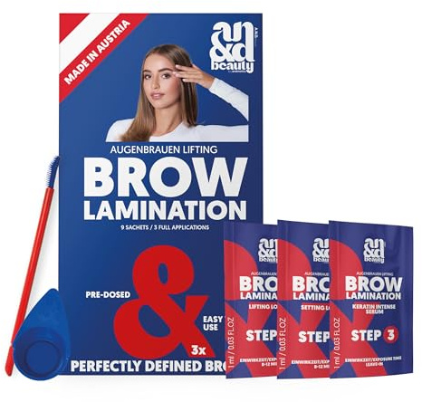 ANDbeauty Brow Kit de plastification - Kit de lifting des sourcils pour la maison - 3 applications - Sachets pré-portionnés - Résultats professionnels, longue durée jusqu'à 4 semaines - Fabriqué en