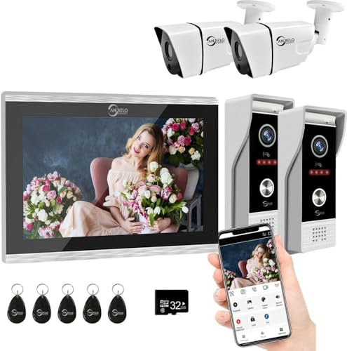 Wired Video Doorbell Apartment Intercom System,1080P Doorbell HD Camera,10 Inch Full Touch Monitor,TUYA WiFi Smart Home Video Intercom Door Phone Kits for Villa Home
