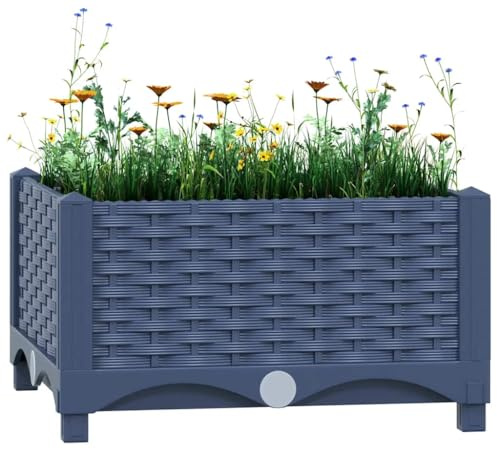 HaoChrymec Jardinera Elevada 40x40x23 cm, Polipropileno, Huerto Urbano, Jardinera Vertical, Jardineras Exterior, Balcón, Patio