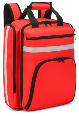 Medizinisches Notfallset Mit Großem Fassungsvermögen,Medizinischer Notfallrucksack,Mit Reflektorstreifen,Spritzwassergeschützt Und Verschleißfest,Ärzte,Krankenschwestern(Red)