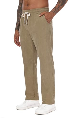 Yageshark Pantaloni da jogging da uomo, comodi pantaloni per il tempo libero con tasche e elastico in vita per tutti i giorni e l'ufficio, cachi, S