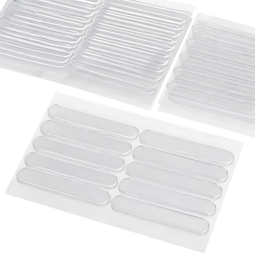SOFPLATE 1 Box 60Pcs 63 x 10 x 2mm Adhesive Bumper Strips Clear Silicone Door Stoppers Stick Wall Protector Buffer Pads for Refrigerator Cabinet Door Drawer Toilet Cover Table Edge Noise Reduction
