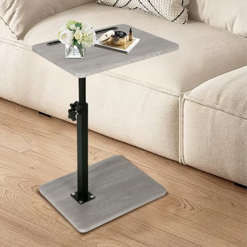 Simcat C-förmiger Beistelltisch, 360 Grad drehbar, höhenverstellbarer Beistelltisch, Sofa-Armlehne, Snack-Beistelltisch für Bett oder Stuhl (grau, Handy-Tablet-Schlitz)